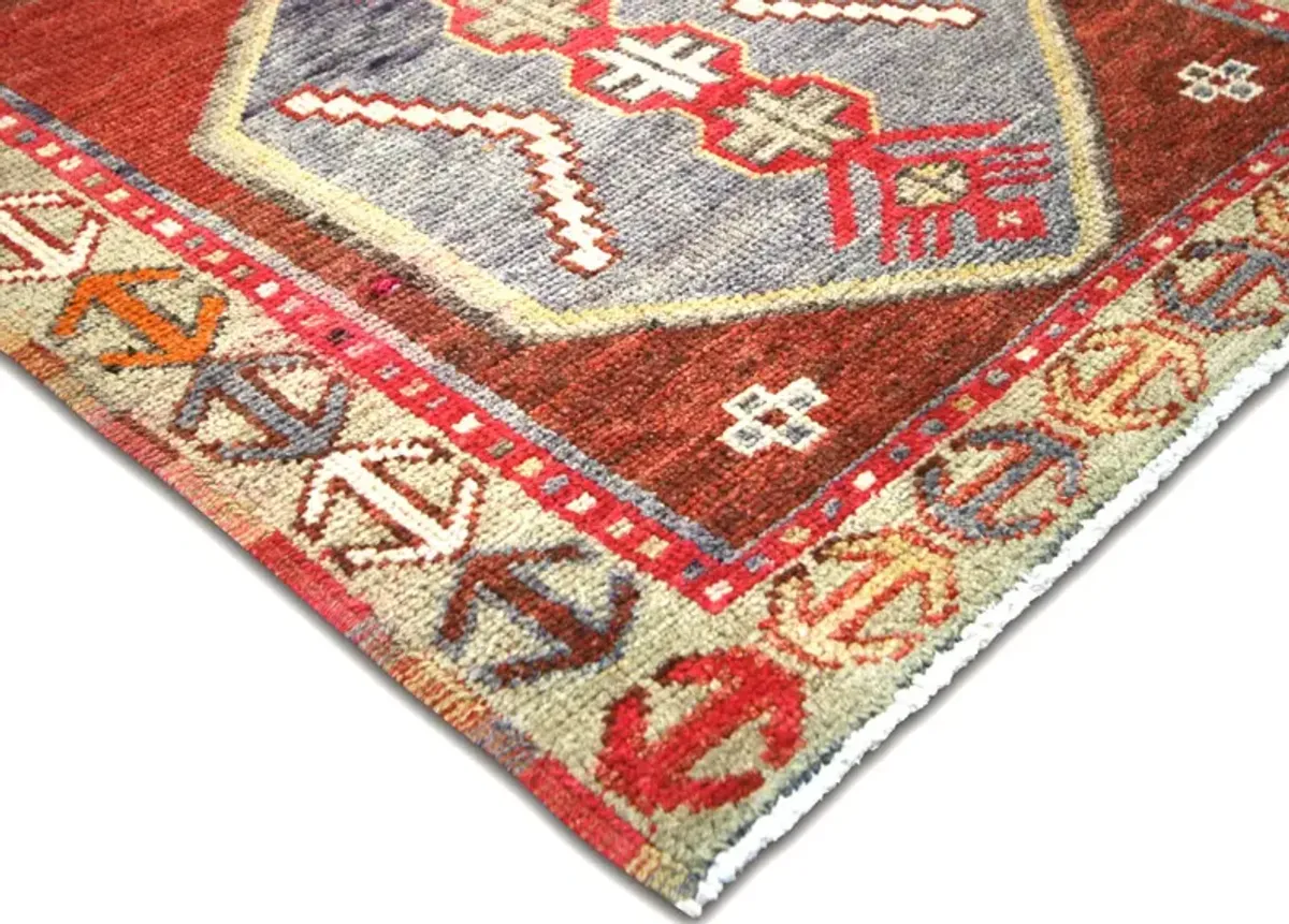 1960s Turkish Oushak Runner - 3'4" x 9'6" - Nalbandian - Red