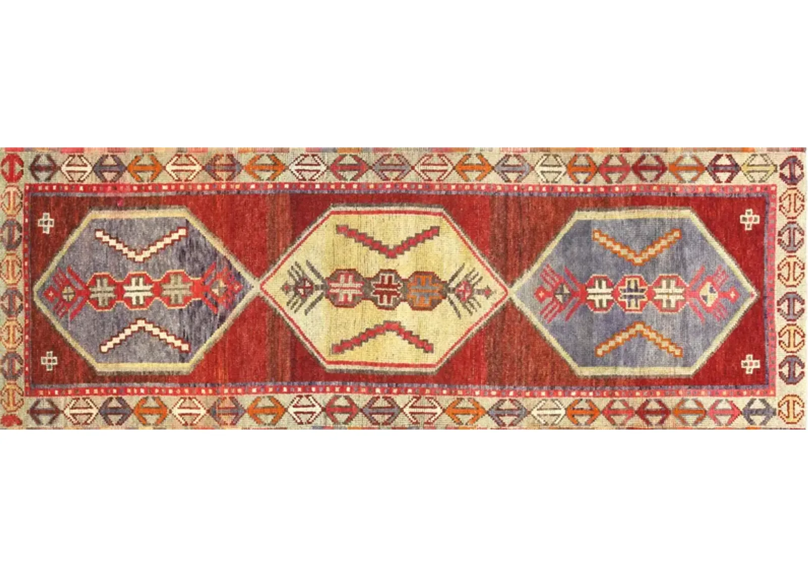 1960s Turkish Oushak Runner - 3'4" x 9'6" - Nalbandian - Red