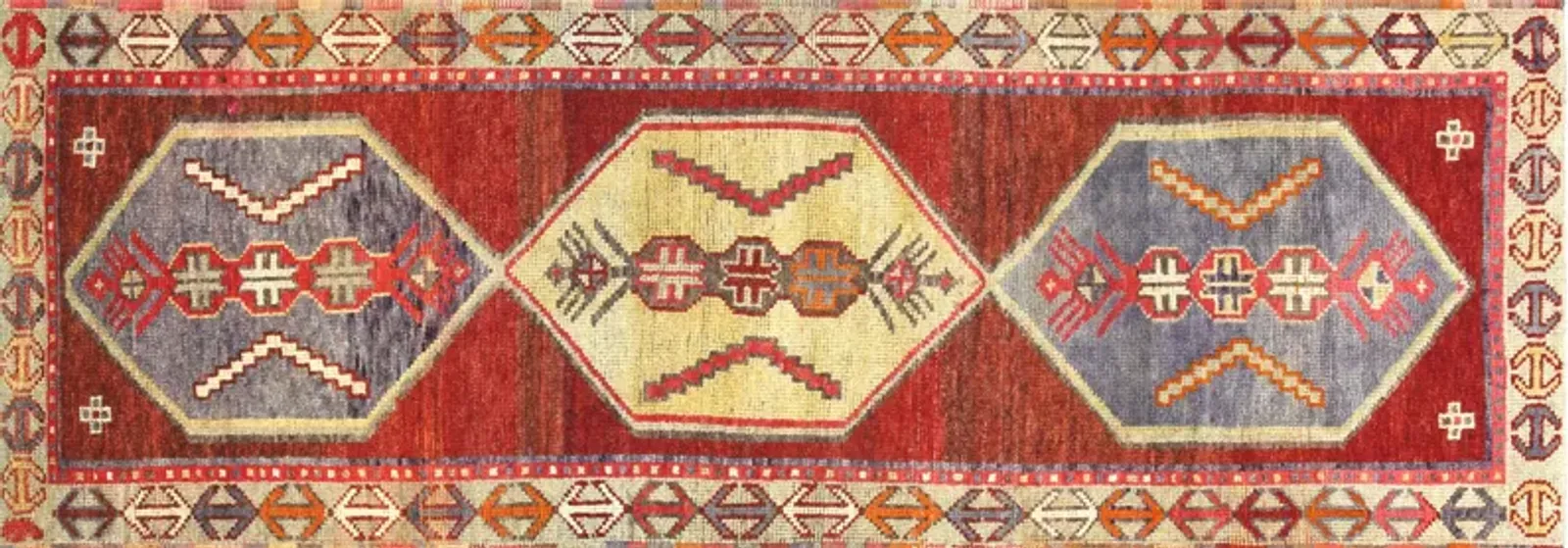 1960s Turkish Oushak Runner - 3'4" x 9'6" - Nalbandian - Red