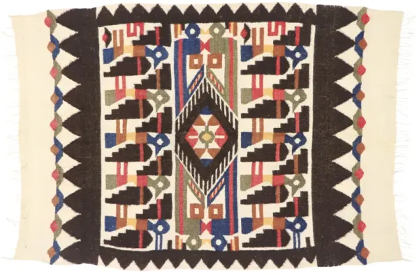 Peruvian Pajaro Kilim Rug - 5'4 x 7'6 - Esmaili Rugs & Antiques - Black - Black