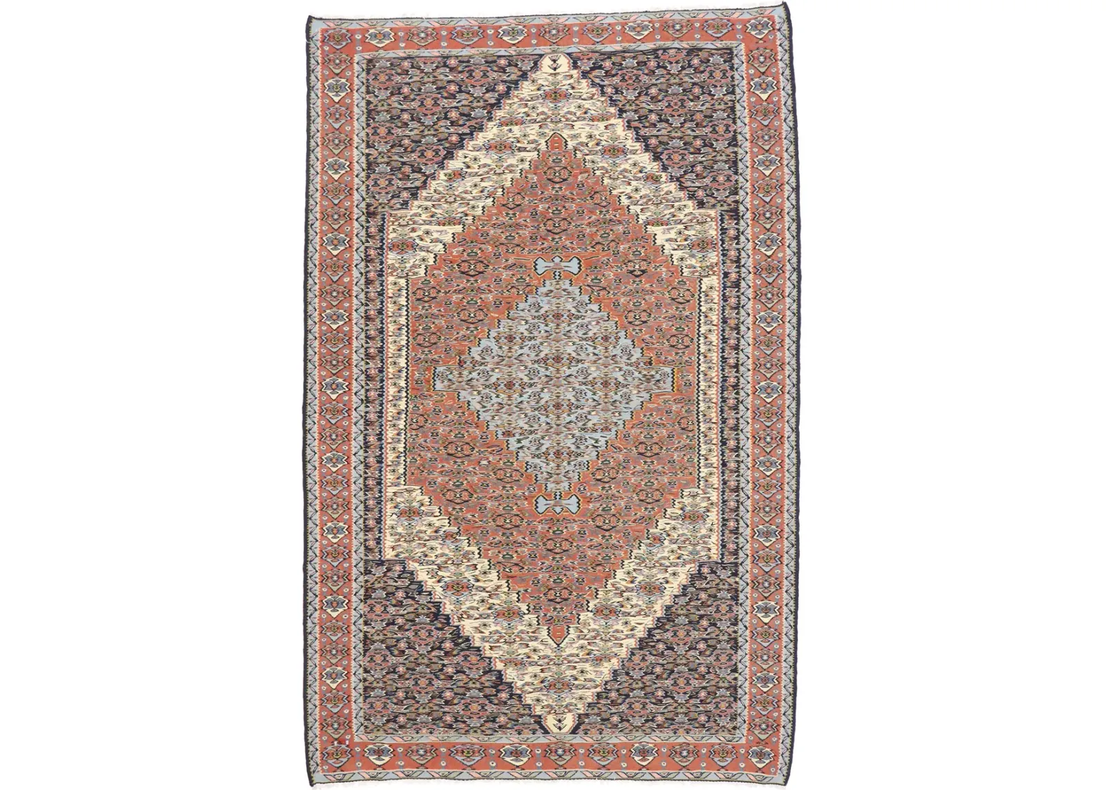 Persian Senneh Kilim Rug - 5'3" x 8'1" - Esmaili Rugs & Antiques - Red - Red