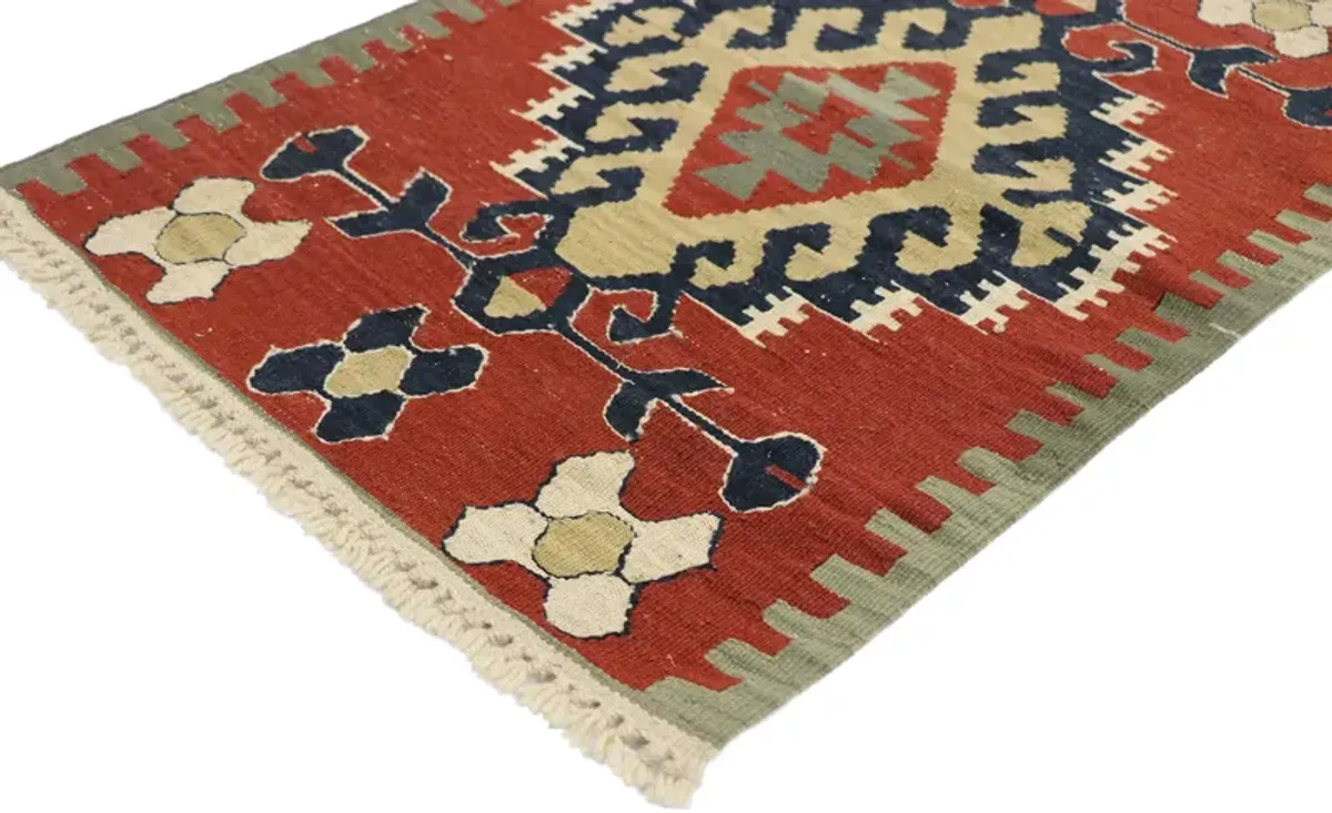 Persian Shiraz Kilim Rug - 2'00" x 2'10" - Esmaili Rugs & Antiques - Red - Red