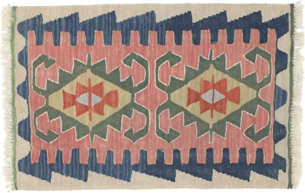 Persian Shiraz Kilim Rug - 1'10" x 2'9" - Esmaili Rugs & Antiques - Blue - Blue