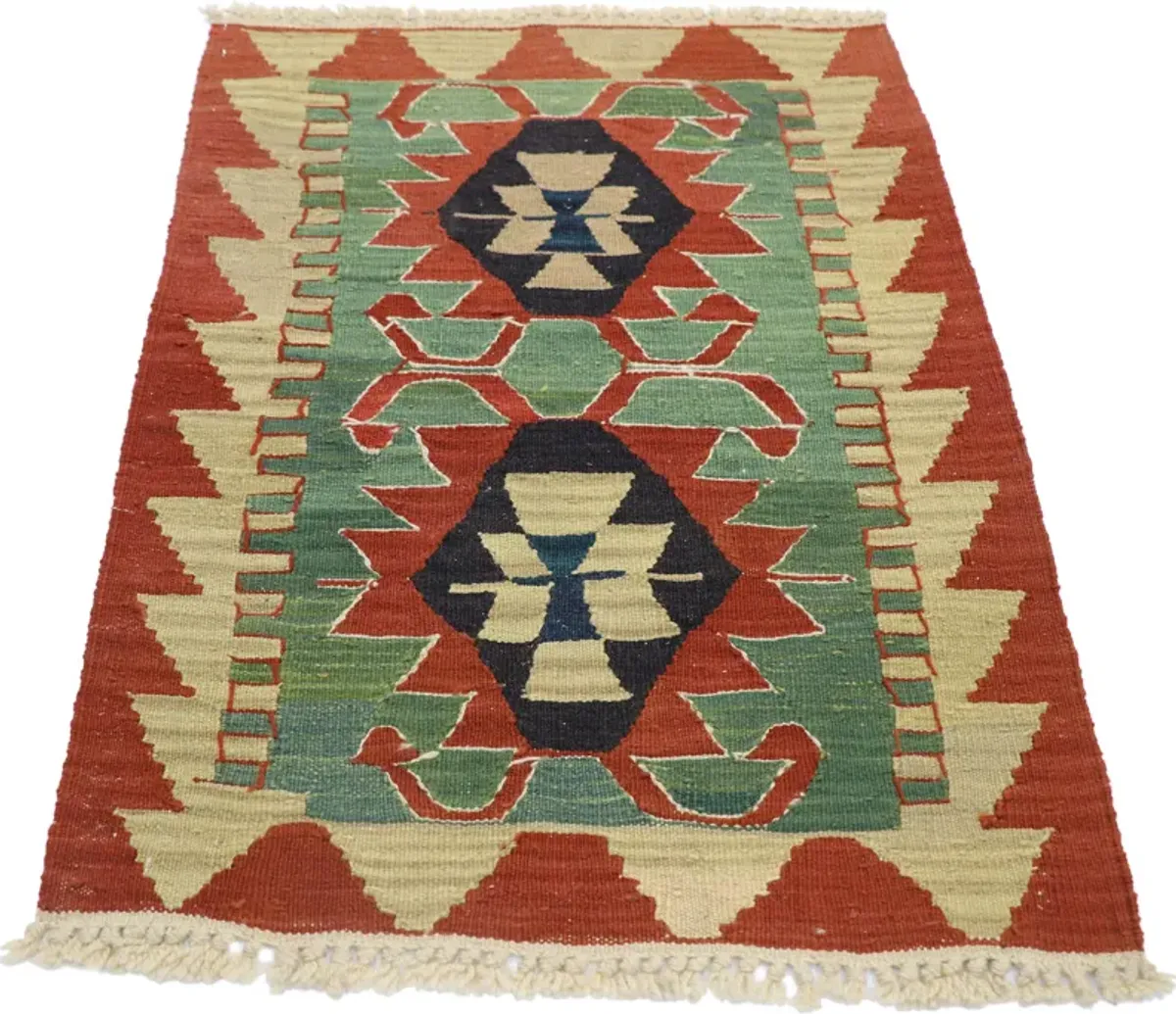 Persian Shiraz Kilim Rug - 1'10" x 2'10" - Esmaili Rugs & Antiques - Green - Green