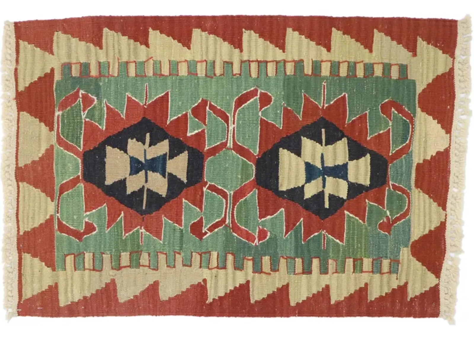 Persian Shiraz Kilim Rug - 1'10" x 2'10" - Esmaili Rugs & Antiques - Green - Green