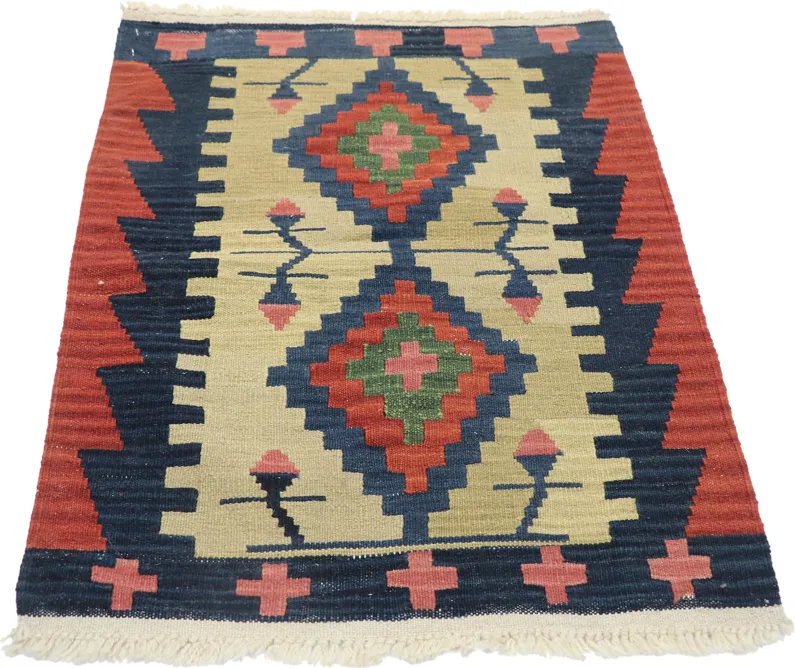 Persian Shiraz Kilim Rug - 2'01" x 2'10" - Esmaili Rugs & Antiques - Blue - Blue