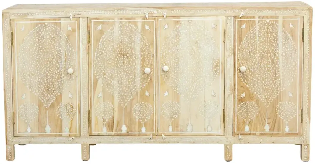 Bleached Tree of Life Inlaid Sideboard - de-cor - Beige