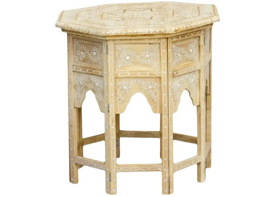 Moorish Marquetry Inlay Side Table - de-cor - Ivory