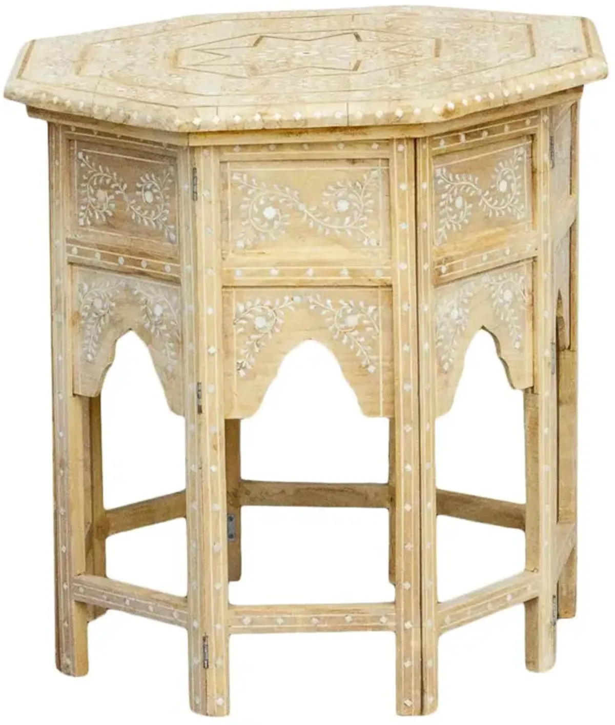 Moorish Marquetry Inlay Side Table - de-cor - Ivory