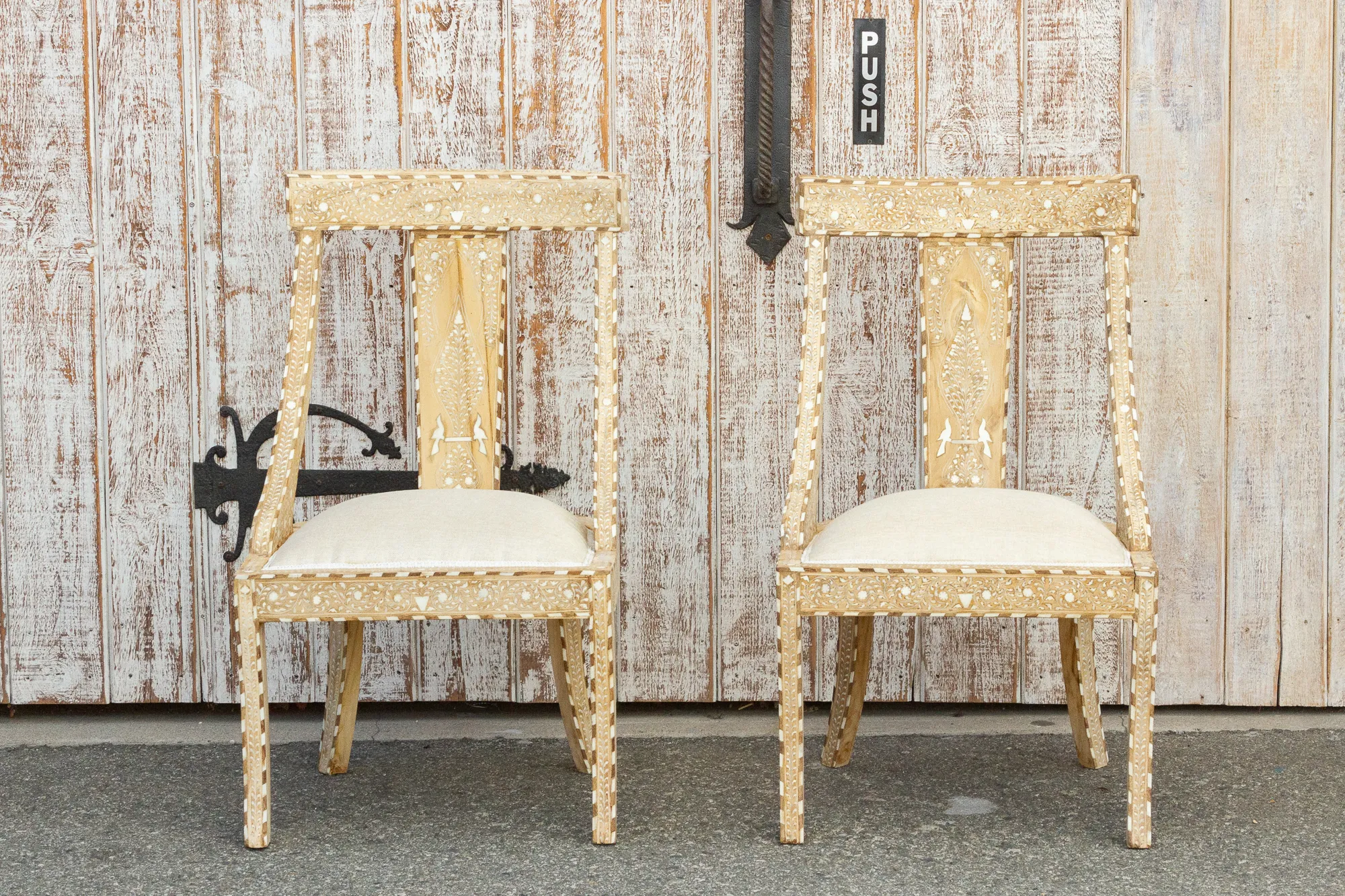 Set of Four - Dutch Colonial Inlay Chairs - de-cor - Brown