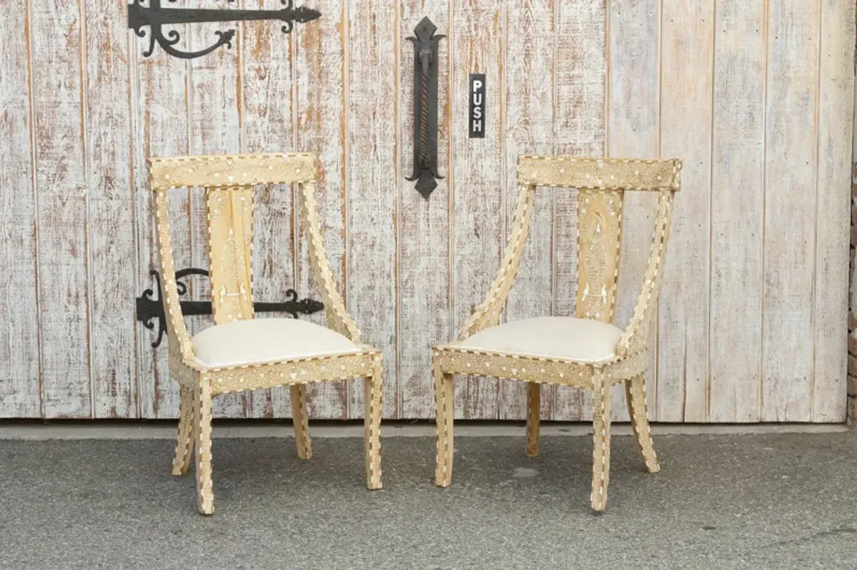 Pair of Dutch Colonial Inlay Chairs - de-cor - Brown