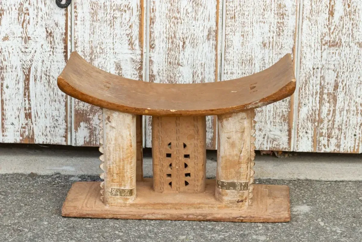 African Ashanti Tribal Wooden Stool - de-cor - brown