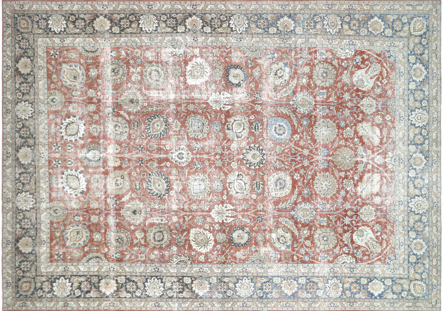 1940s Persian Tabriz Rug - 10'11" x 15'3" - Nalbandian - Orange - Orange