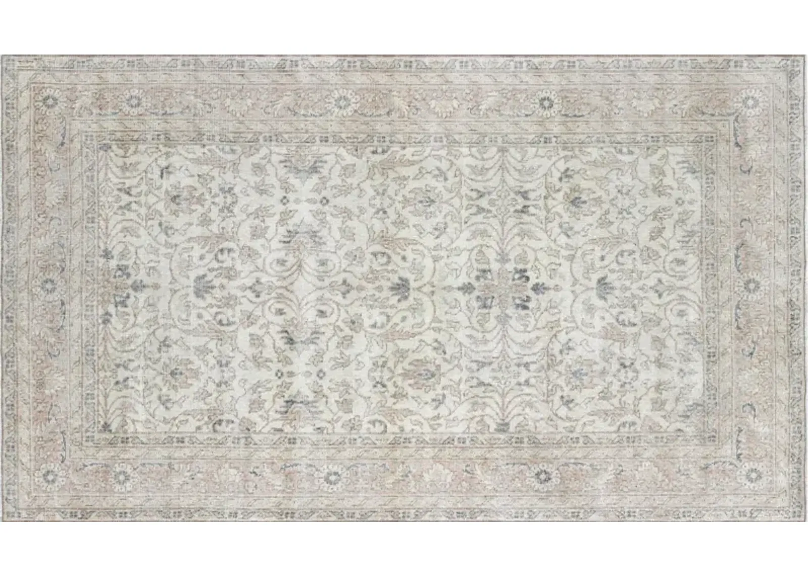 1960s Turkish Oushak Rug - 4'10" x 8'4" - Nalbandian - Ivory - Ivory