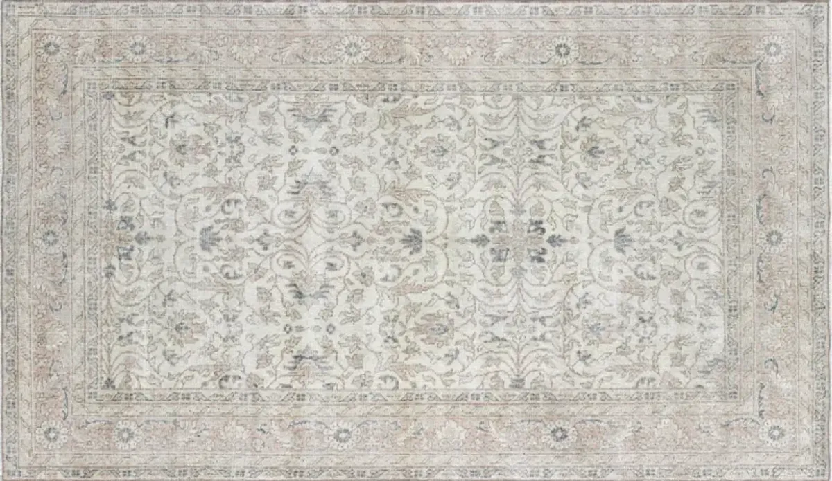 1960s Turkish Oushak Rug - 4'10" x 8'4" - Nalbandian - Ivory - Ivory