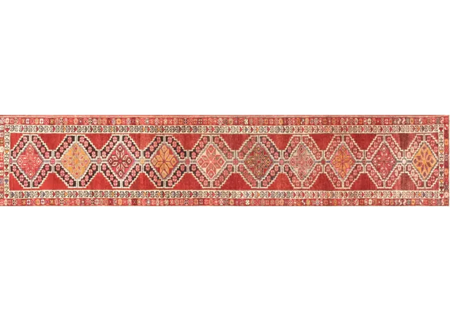 1960s Turkish Oushak Runner - 2'7"x12'10" - Nalbandian - Red