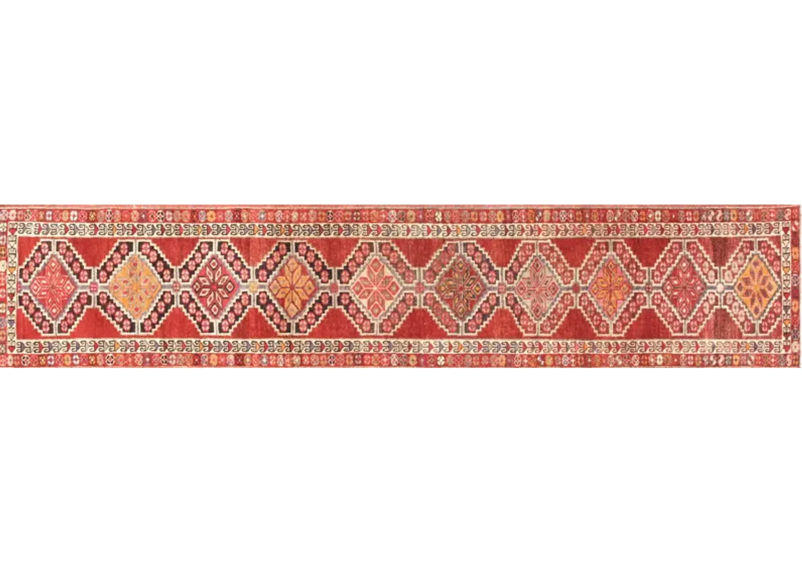 1960s Turkish Oushak Runner - 2'7"x12'10" - Nalbandian - Red