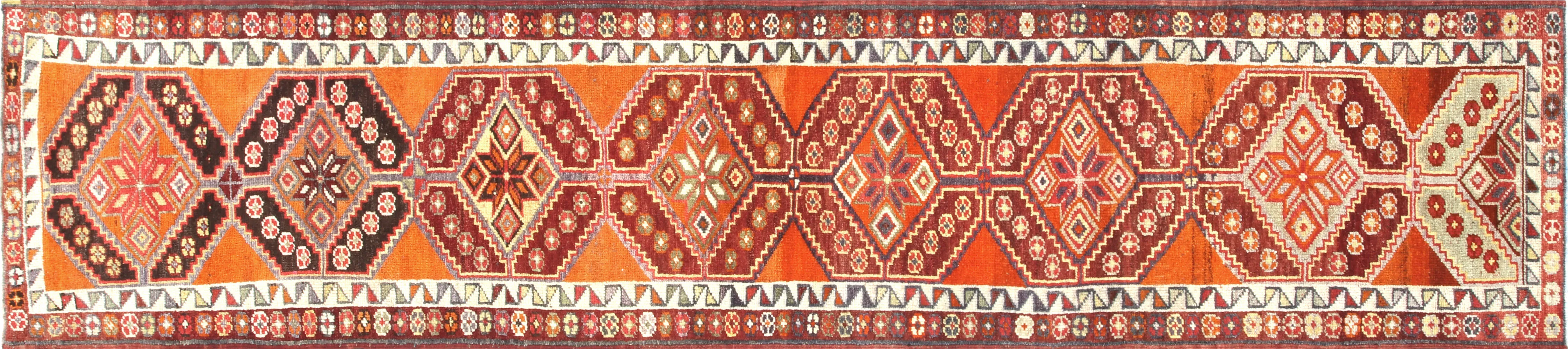 1960s Turkish Oushak Runner - 2'11"x13'1" - Nalbandian - Orange