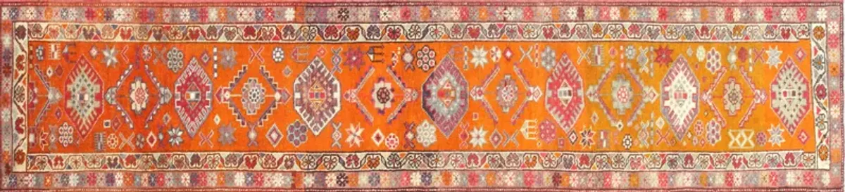 1960s Turkish Oushak Runner - 2'9"x12'1" - Nalbandian - Orange