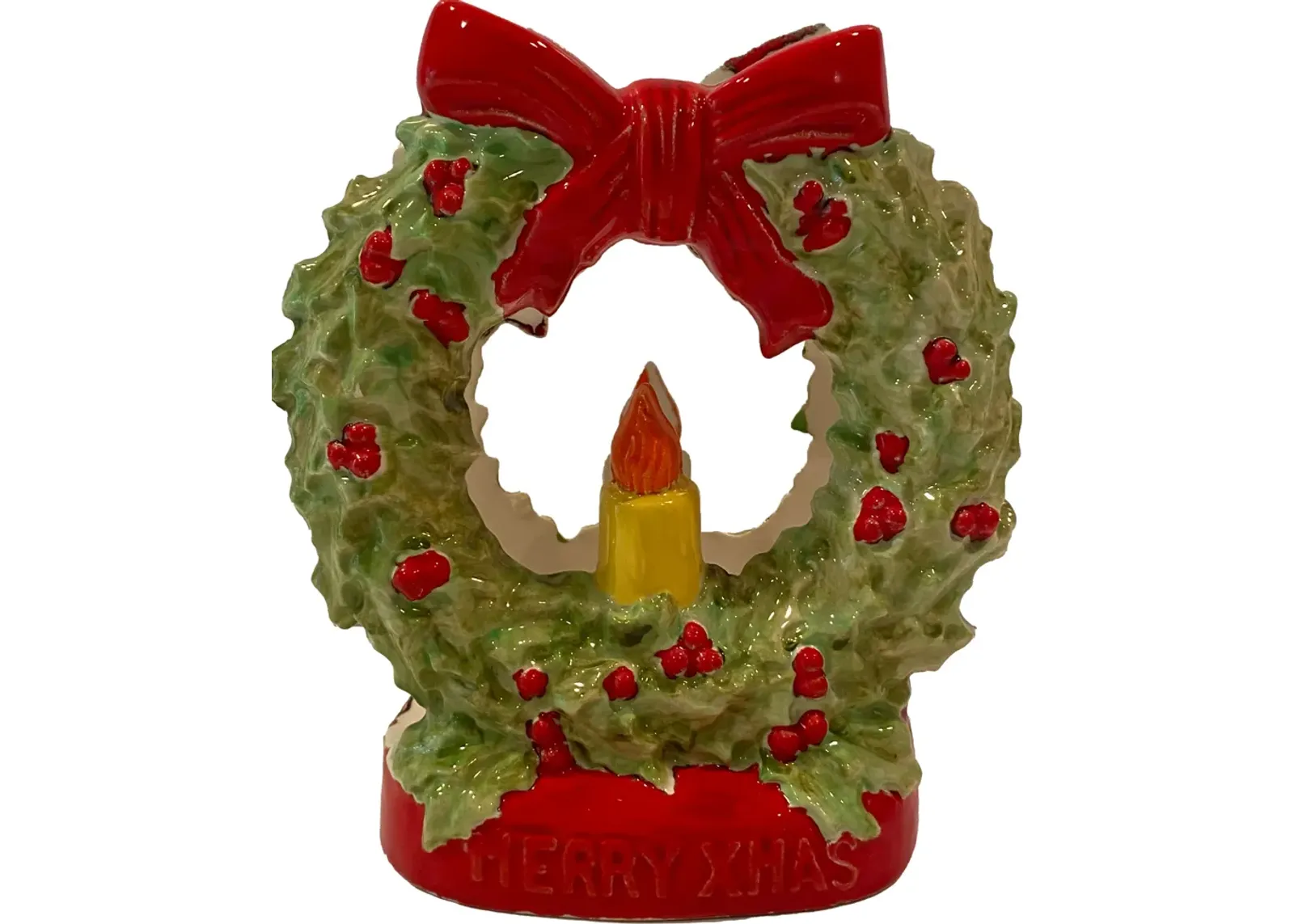 Big Merry Christmas Wreath Napkin Holder - Green