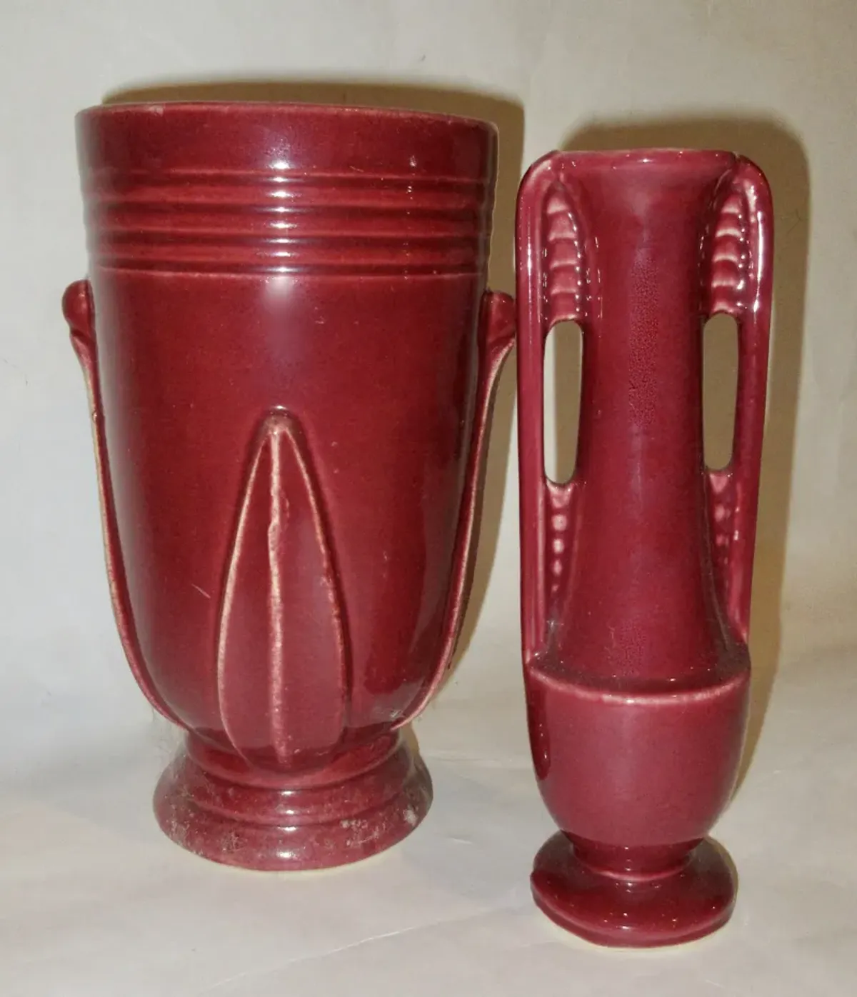 American Pottery Art Deco Vases Set of 2 - The Emporium Ltd. - Red