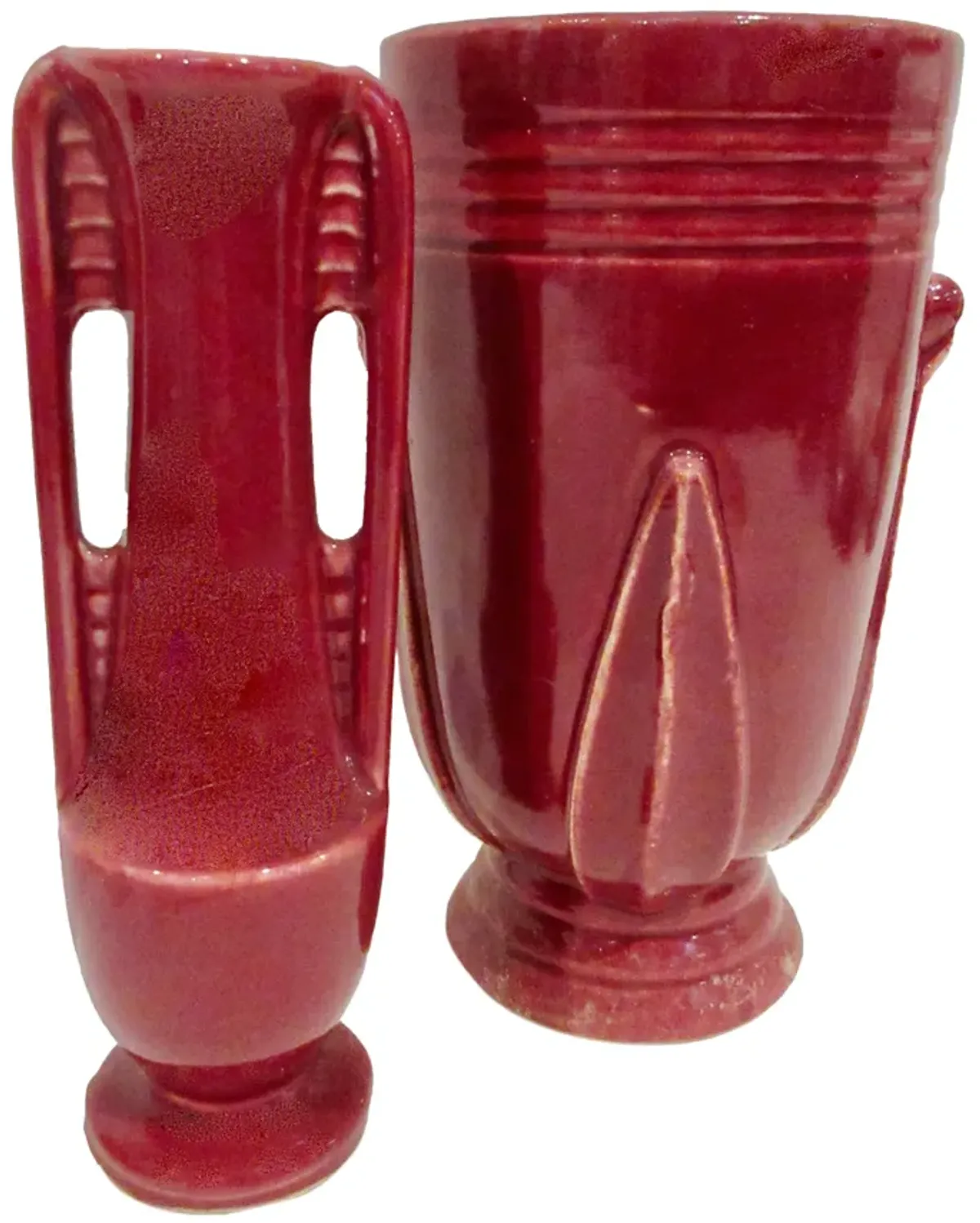 American Pottery Art Deco Vases Set of 2 - The Emporium Ltd. - Red