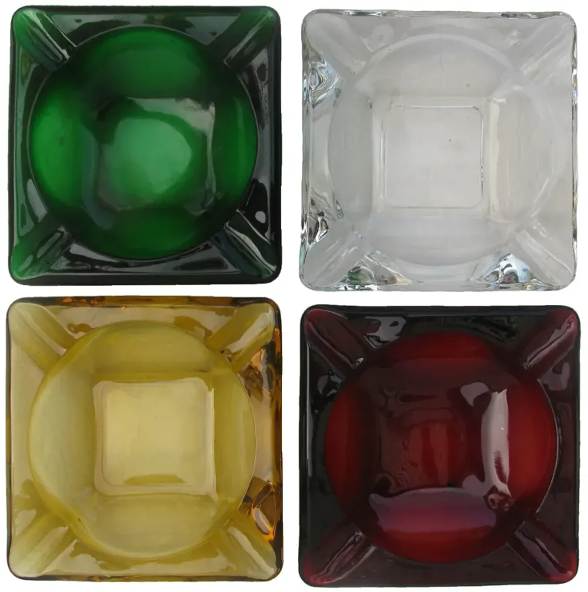 Mid-Century Art Glass Ashtrays - Set of 4 - Chez Vous - Green