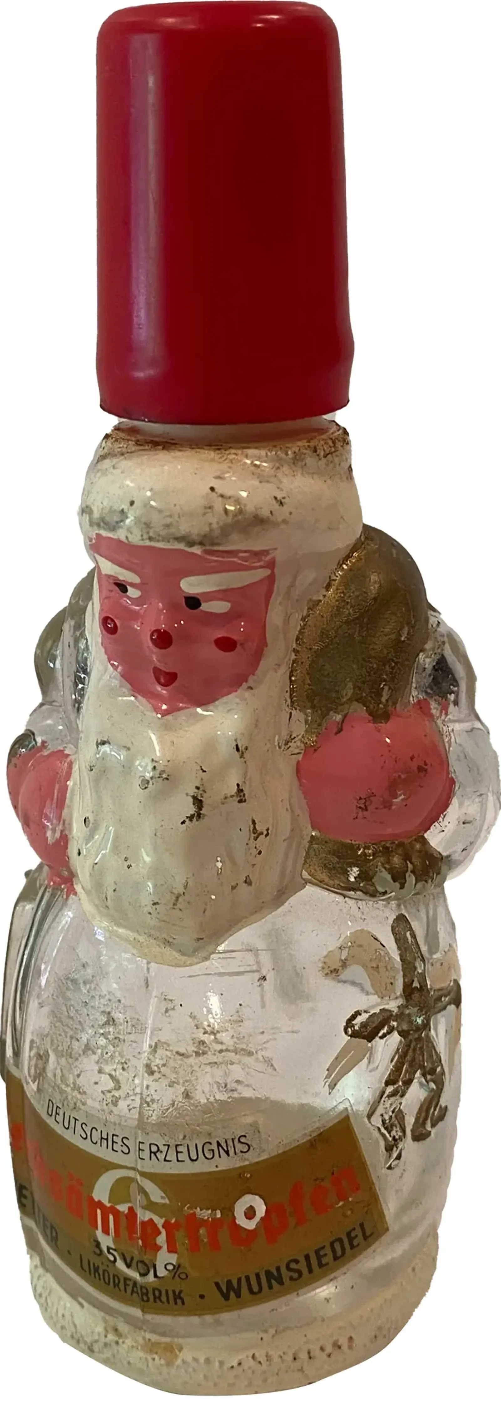 German Santa Figural Liqueur Bottle - Red