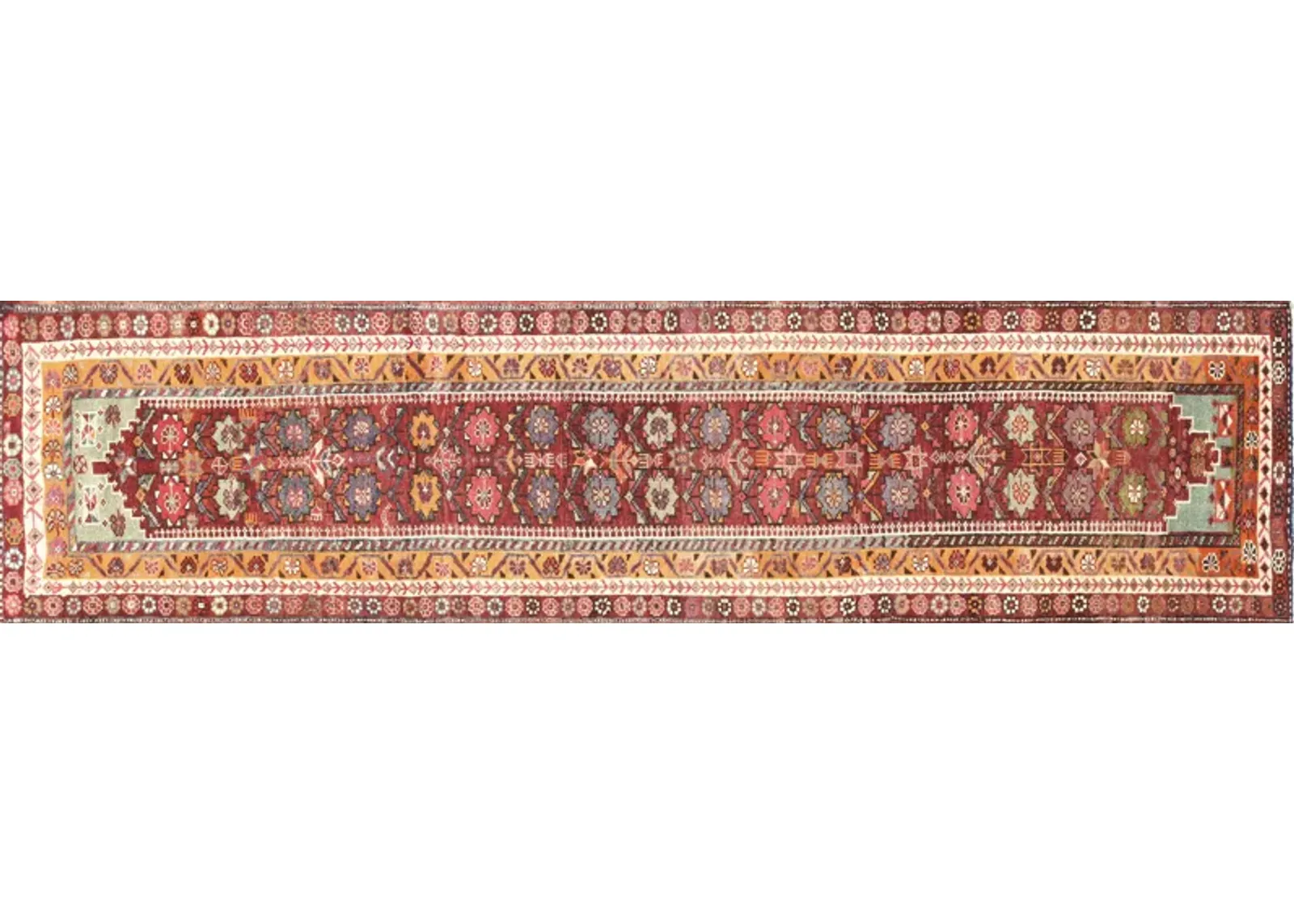 1960s Turkish Oushak Runner - 2'11"x11'7" - Nalbandian - Red