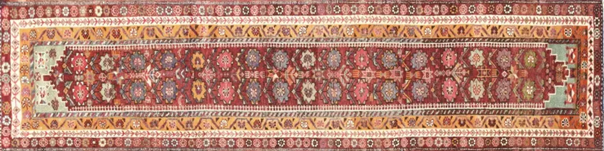 1960s Turkish Oushak Runner - 2'11"x11'7" - Nalbandian - Red