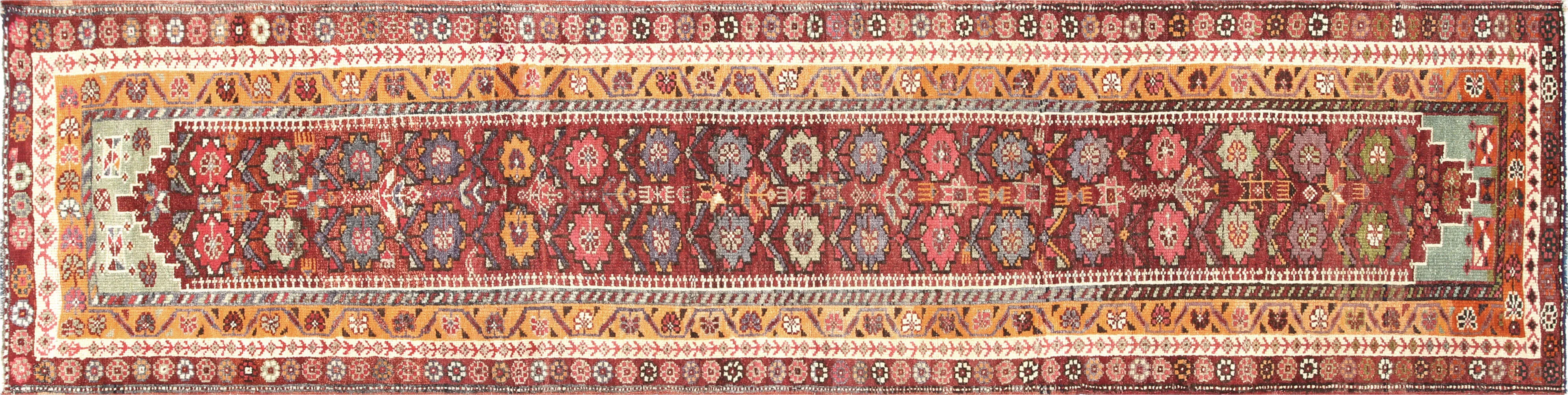 1960s Turkish Oushak Runner - 2'11"x11'7" - Nalbandian - Red