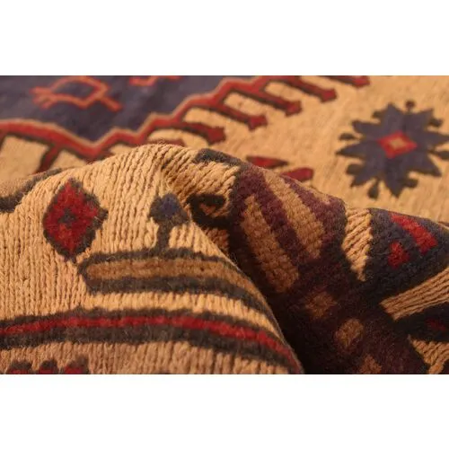 6'8"x9'5" Tajik Handmade Rug - Tan - ECARPETGALLERY - Red - Red