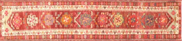 1960s Turkish Oushak Runner - 2'9"x11'11" - Nalbandian - Red