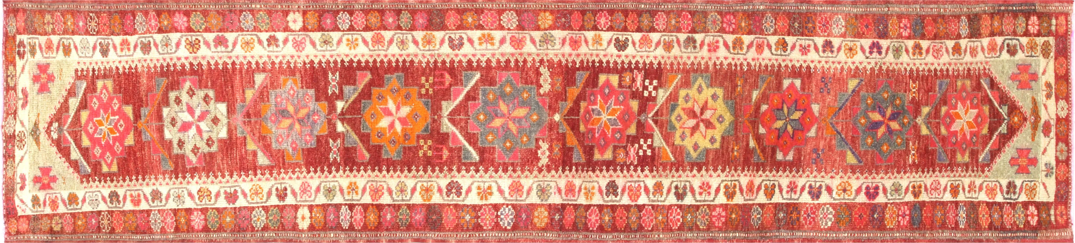 1960s Turkish Oushak Runner - 2'9"x11'11" - Nalbandian - Red