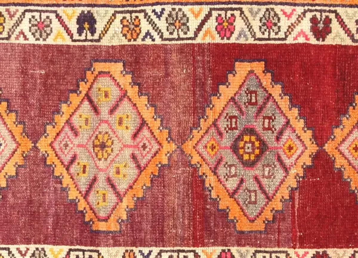 1960s Turkish Oushak Runner - 2'9" x10'6" - Nalbandian - Red