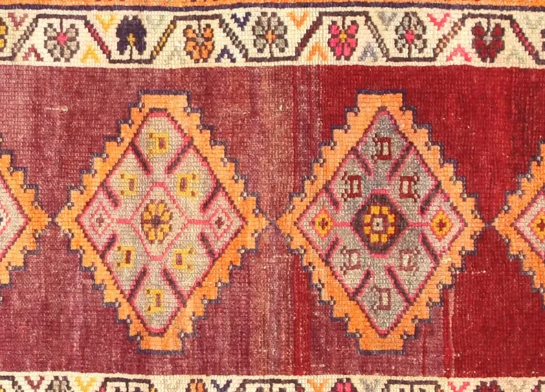 1960s Turkish Oushak Runner - 2'9" x10'6" - Nalbandian - Red