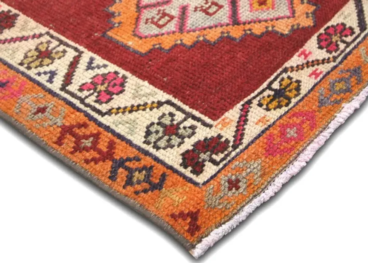 1960s Turkish Oushak Runner - 2'9" x10'6" - Nalbandian - Red