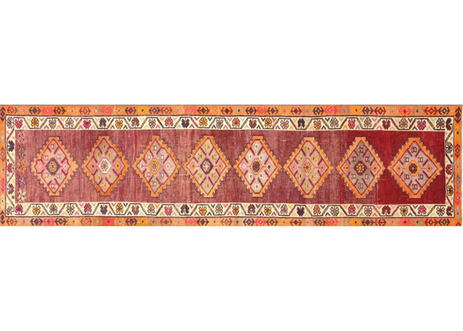 1960s Turkish Oushak Runner - 2'9" x10'6" - Nalbandian - Red