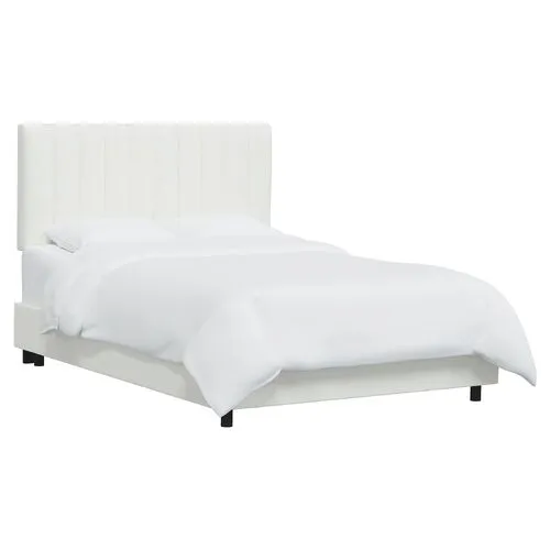 Delmar Bouclé Channeled Bed - Snow - Handcrafted - White