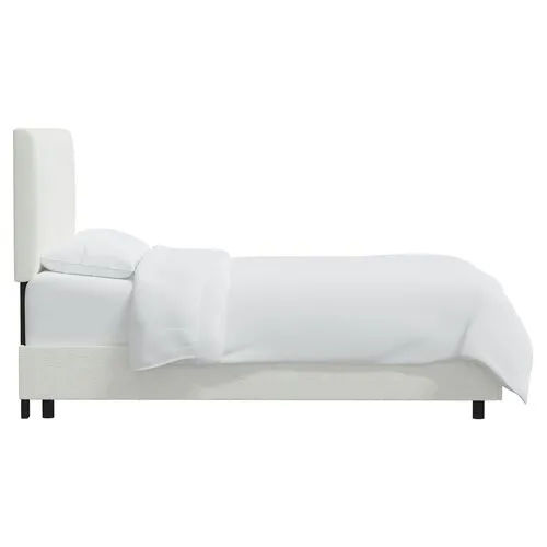 Delmar Bouclé Channeled Bed - Snow - Handcrafted - White