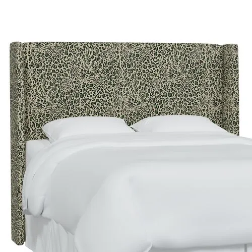 Kelly Pounce Wingback Headboard - Green