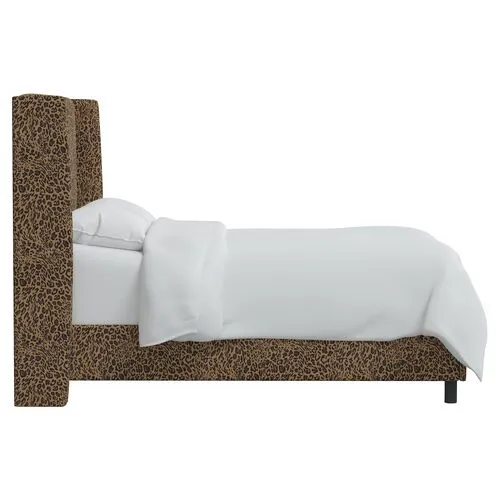 Kelly Pounce Wingback Bed - Brown, Comfortable, Durable