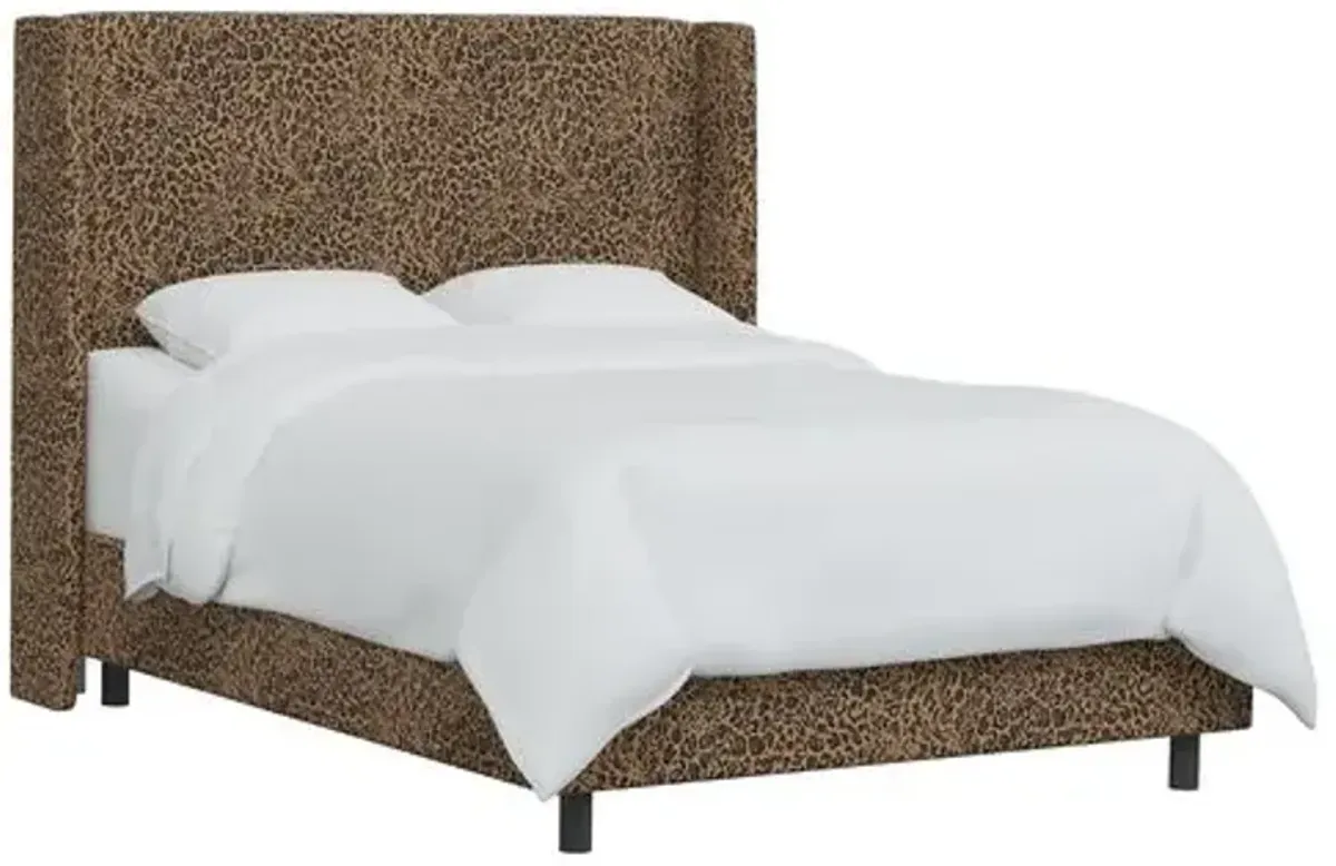 Kelly Pounce Wingback Bed - Brown, Comfortable, Durable