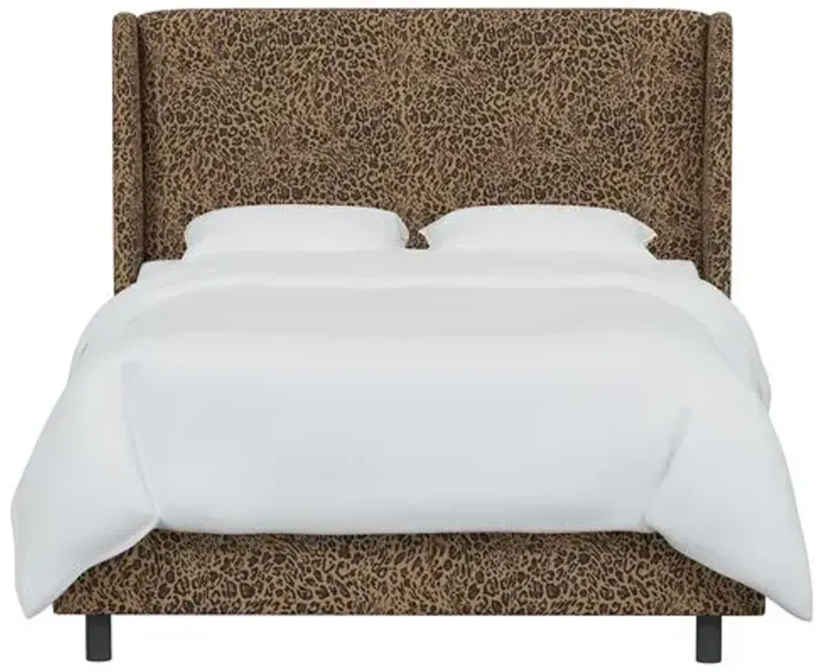 Kelly Pounce Wingback Bed - Brown, Comfortable, Durable