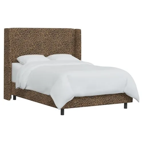 Kelly Pounce Wingback Bed - Brown, Comfortable, Durable