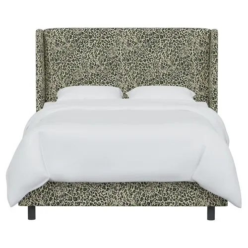 Kelly Pounce Wingback Bed - Green, Comfortable, Durable