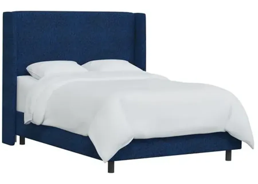 Kelly Pounce Wingback Bed - Blue, Comfortable, Durable