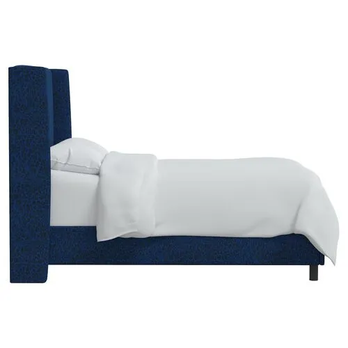 Kelly Pounce Wingback Bed - Blue, Comfortable, Durable