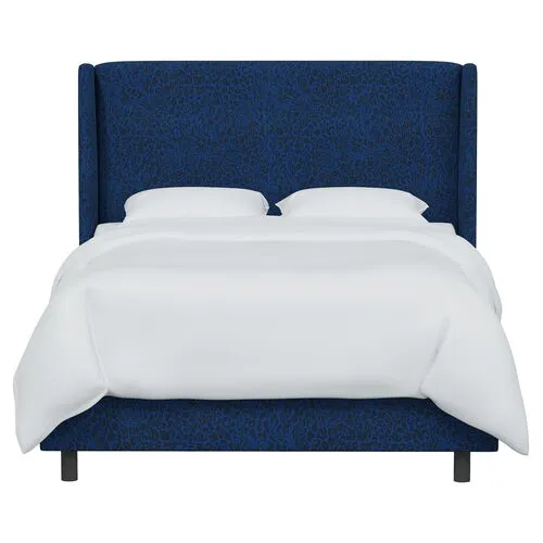 Kelly Pounce Wingback Bed - Blue, Comfortable, Durable