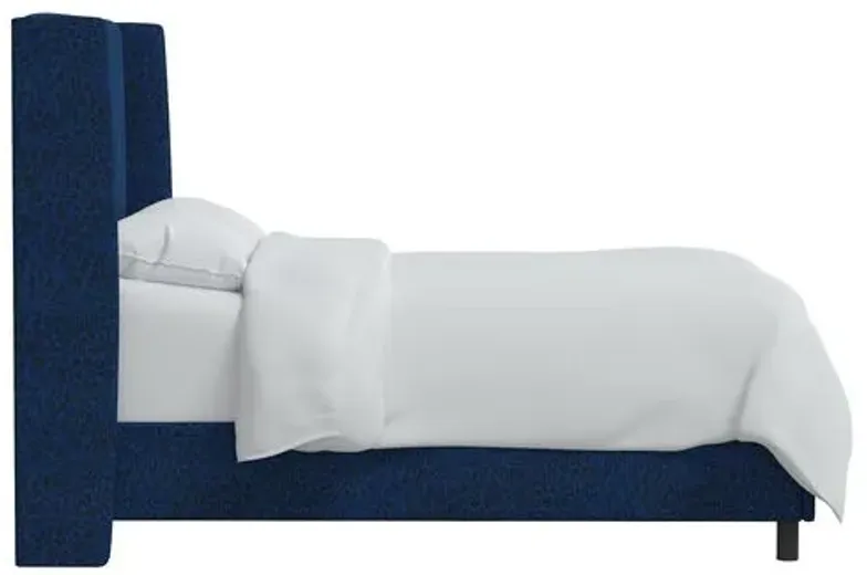 Kelly Pounce Wingback Bed - Blue, Comfortable, Durable